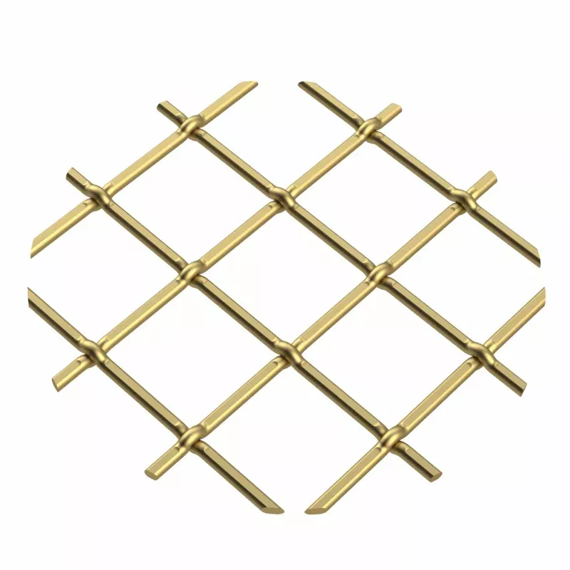 .75″ Multi-Crimp Single Diamond Decorative Grille – Satin Brass, 36″ W x 48″ L Sheet