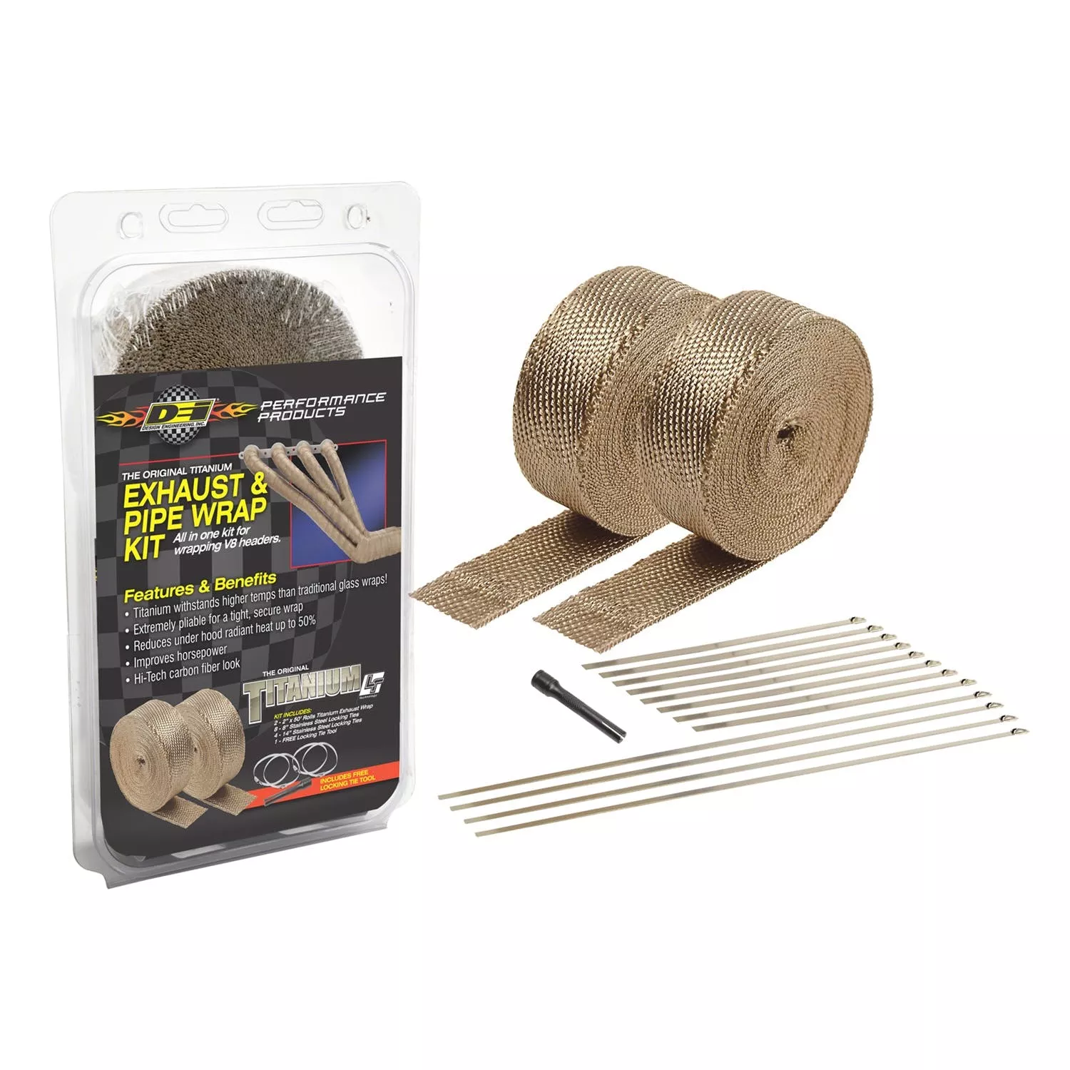 Design Engineering, Inc. 10095 Exhaust and Pipe Wrap Kit, Titanium