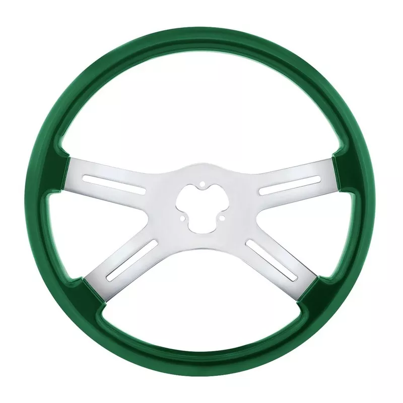 “Emerald Green” 18″ wood steering wheel w/candy finish – 3 hole style